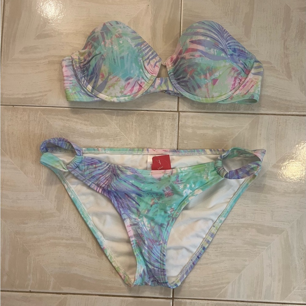 Xhilaration Women’s Pastel Colored Print Bikini Swimsuit